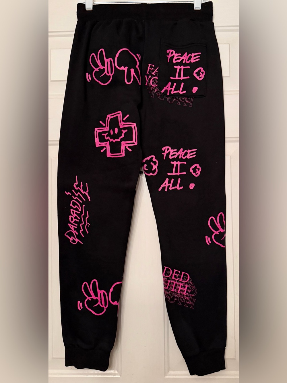 Pacsun Mens Black & Pink Graphic Hoodie & Jogger Sweat Set - Streetwear - Medium - Picture 6 of 7
